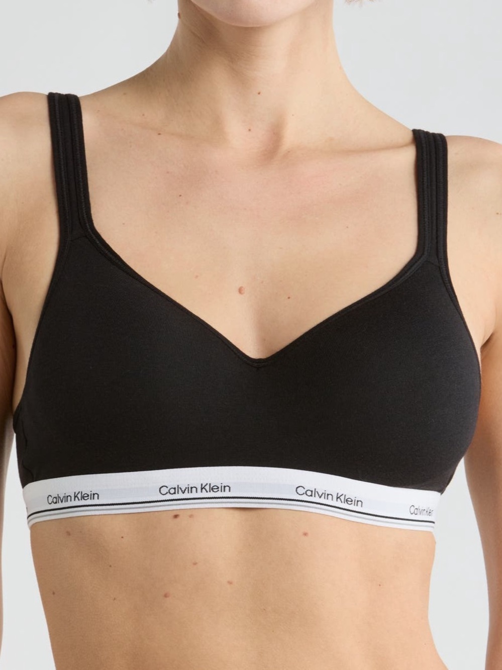 Calving Klein Balance Black White Logo Band Padded Wire Free Bra Size M NWOT
